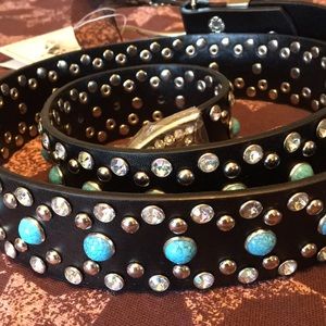 42 inch belt with Faux turquoise and rhinestones